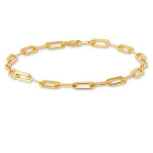 Polished Paperclip Bracelet in 18K Gold over Silver